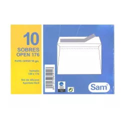 SOBRE BLANCO 120X176 OPEN PACK.10 SAM 649117 664911
