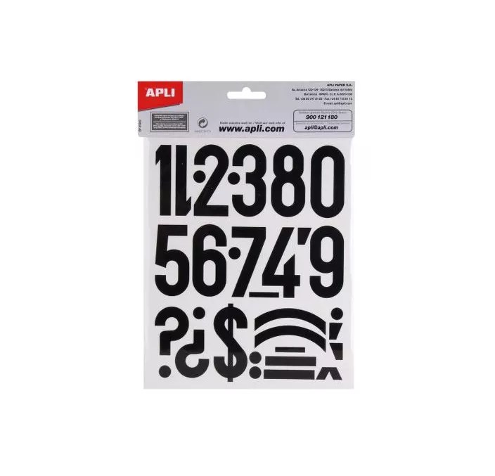 LETRAS Y NUMEROS ADHESIVOS MAYUSCULAS NEGRO 50MM APLI 04450