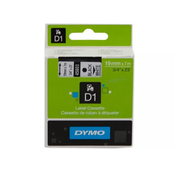 CINTA DYMO D1 19MMX7M NEGRO/BLANCO ESSELTE 45803