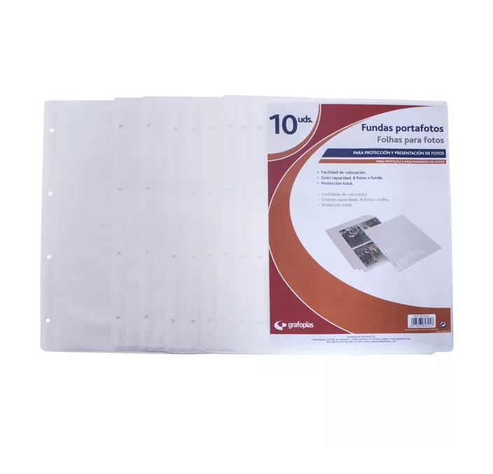 FUNDA PP ALBÚM FOTOGRÁFICO 10X15MM 8 FOTOS 10 FUNDAS GRAFOPLAS 06470500