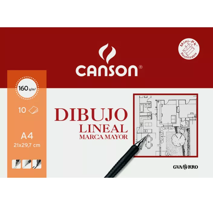 PAPEL DIBUJO LINEAL LISO A4 10H 160GRS MARCA MAYOR GUARRO 200409784