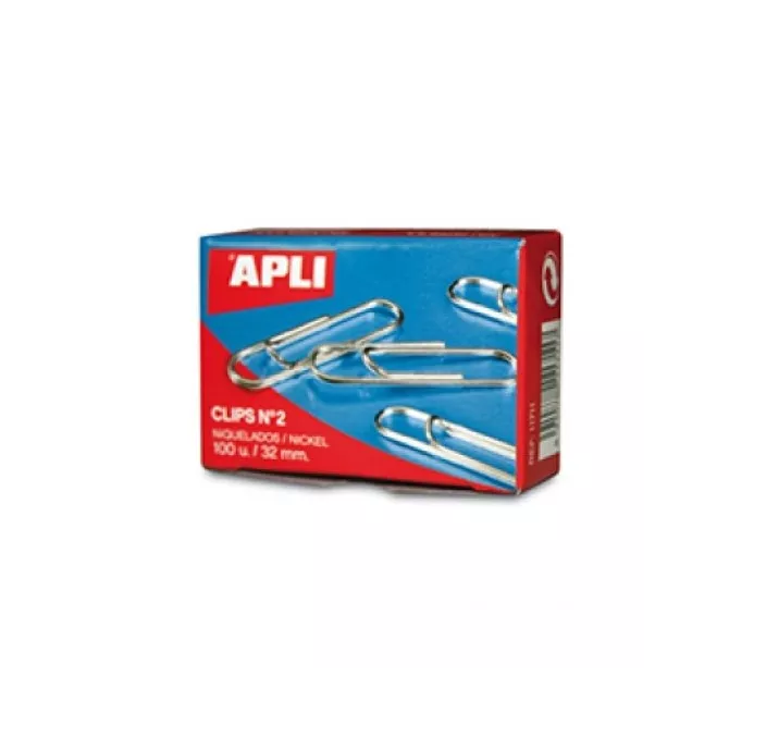 CLIPS NIQUELADOS 32MM PLATEADO Nº2 C.100 APLI 11711