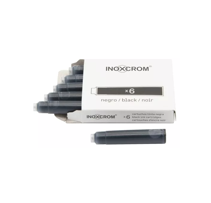 CARTUCHO TINTA PLUMA CORTO NEGRO C.6 INOXCROM 965206