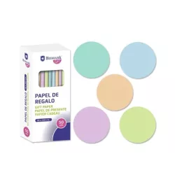 PAPEL REGALO 70CMSX2MTS COLORES PASTEL POESSA 328712