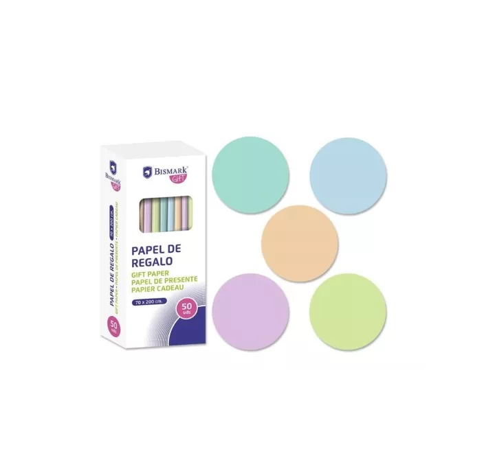 PAPEL REGALO 70CMSX2MTS COLORES PASTEL POESSA 328712