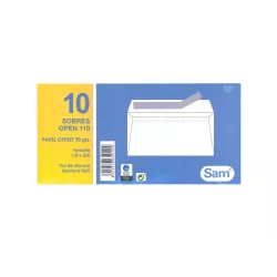 SOBRE BLANCO 110X220 OPEN PACK.10 SILICONA SAM 664912 649124