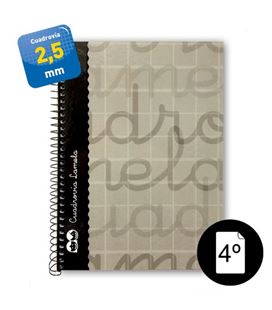 Cuaderno 4º 2,5mm 80h 70g t.dura gris lamela 7cte002g