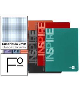 Cuaderno espiral fº 2mm con margen 80h 60grs tapa dura inspire liderpapel 3 - 32887