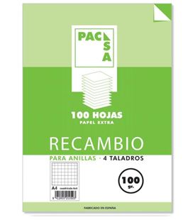 Recambio a4 4 anillas 4x4 100h 100grs pacsa 21050