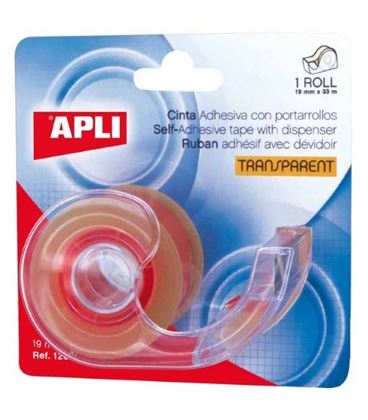 Cinta adhesiva transparente 19mmx33m +portarroll apli 12094 - 12094