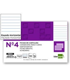 Ficha cartulina rayada nº4 125mmx200mm 100u liderpapel fr04 03523 - 03523