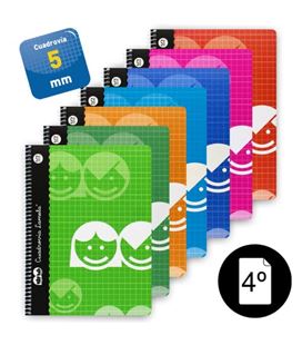 Cuaderno espiral 4º 5mm 40h 70g surtido lamela 07005