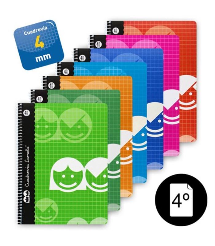 Pack 5 Cuaderno Espiral Fº Lamela Pro 100h 90g 4mm Cuadrovia Tapa Extradrua  Colores Surtidos con Ofertas en Carrefour