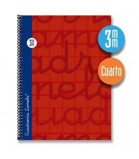 Cuaderno 4º 3mm 80h 70g tapa dura rojo lamela 7cte003r 797070