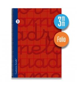 Cuaderno fº 3mm 80h 70g tapa dura rojo lamela 7fte003r 537300