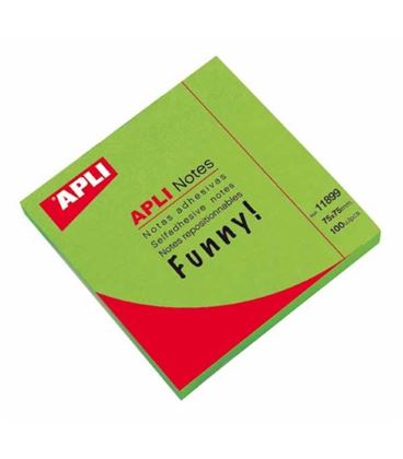 Nota adhesiva posit 75x75 100h verde brillante apli 11899 - 11899