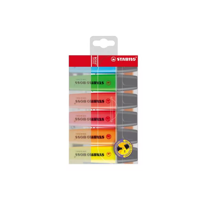MARCADOR FLUORESCENTE ESTUCHE 6 COLORES BOSS STABILO 70/6