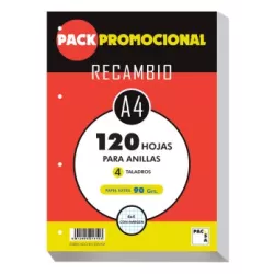 RECAMBIO A4 120H 90GRS CUADRICULA 4X4 PACSA 21810