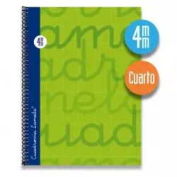 CUADERNO 4º 4MM 80H 70G T.DURA VERDE LAMELA 7CTE004V