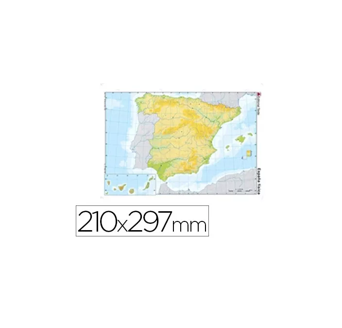 MAPA MUDO A4 ESPAÑA FISICO COLOR EDITORIAL TEIDE