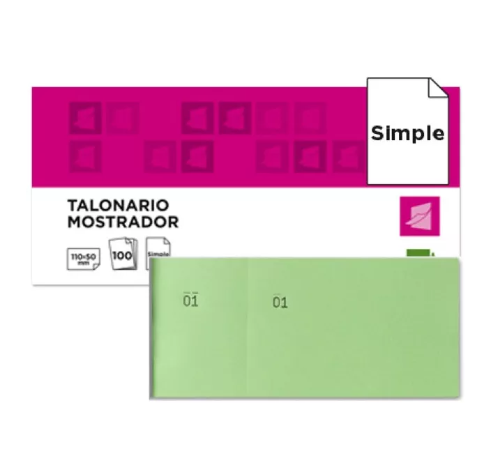 TALONARIO MOSTRADOR 50X110 MM TL12 VERDE CON MATRIZ LIDERPAPEL 21854