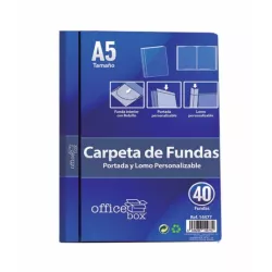 CARPETA 40 FUNDAS A5 AZUL PERSONALIZABLE PORTADA Y LOMO OFFICE BOX 14477