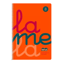 CUADERNO Fº 2,5MM 80H 90G TAPA PLASTIC NARANJA FLUOR LAMELA 7FTP002N