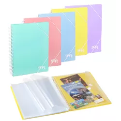 CARPETA 20 FUNDAS Fº ESPIRAL GOMAS AZUL PASTEL SOFT CARCHIVO 53262010