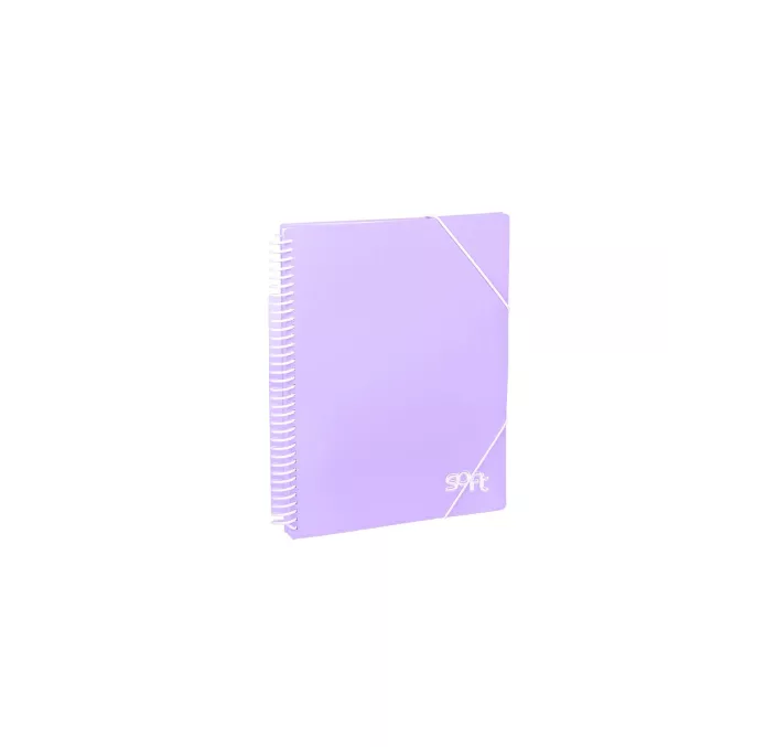 CARPETA 20 FUNDAS Fº ESPIRAL GOMAS VIOLETA PASTEL SOFT CARCHIVO 53262014