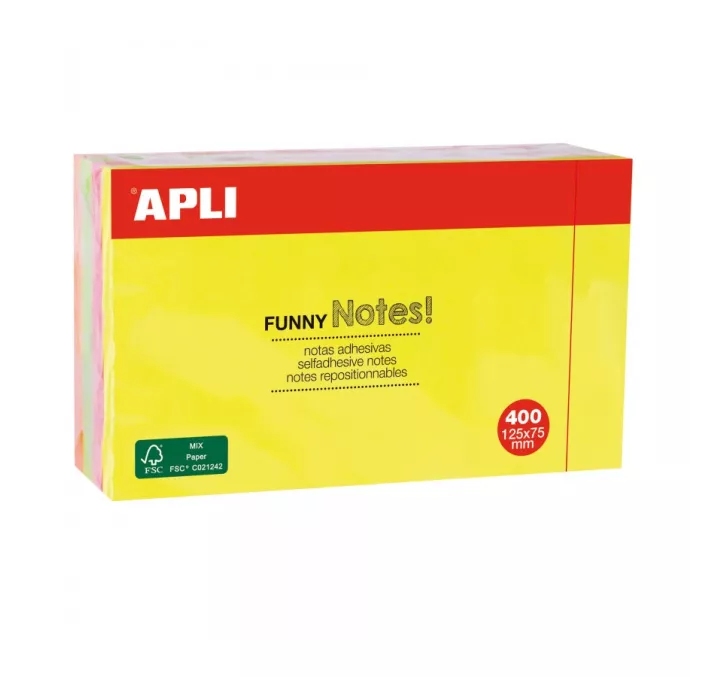 CUBO NOTAS ADHESIVA 125X75MM COLORES BRILLANTE APLI 13438