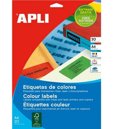 Etiqueta a4 rojo 20h 70x37mm apli 01593 - 01593