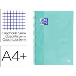 CUADERNO ESPIRAL A4 5X5 80H 90GRS T/E/D VERDE PASTEL OXFORD 400117274