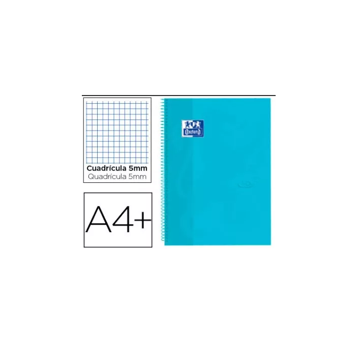 CUADERNO ESPIRAL A4 5X5 80H 90GRS T/E/D AZUL PASTEL OXFORD 400107010