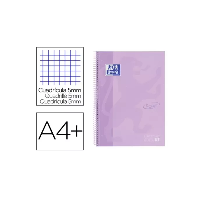 CUADERNO ESPIRAL A4 5X5 80H 90GRS T/E/D LILA MALVA PASTEL OXFORD 400117273
