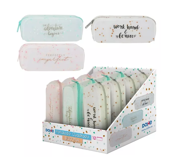 PORTATODO RECTANGULAR SILICONA TRASLUCIDA GLITTER DOHE 51209