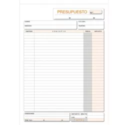 TALONARIO PRESUPUESTOS Fº NATURAL 50H ORIGINAL+COPIA LOAN T-96