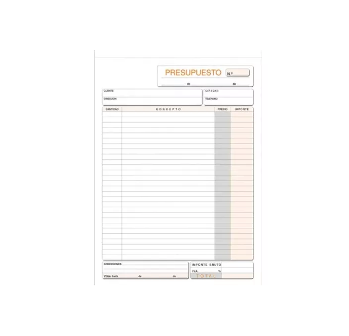 TALONARIO PRESUPUESTOS Fº NATURAL 50H ORIGINAL+COPIA LOAN T-96