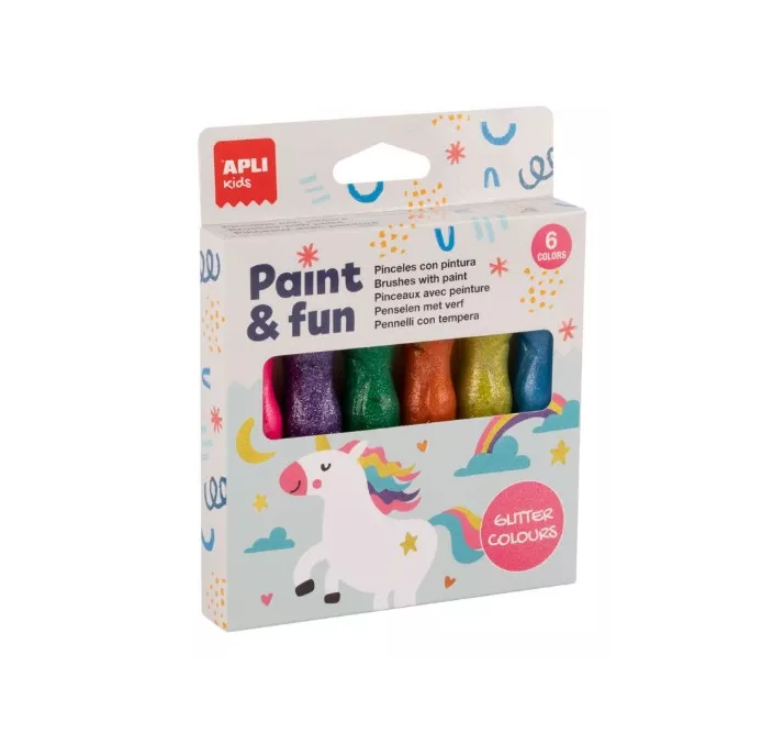 TEMPERA BOTE PINCEL COLORES PURPURINA 6U 13ML APLI 19912