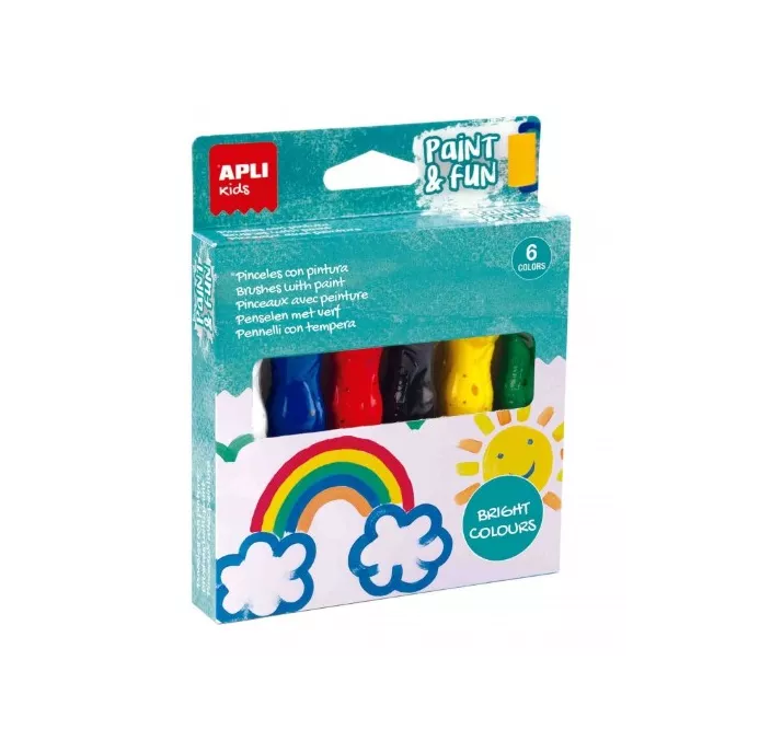 TEMPERA BOTE PINCEL COLORES BASICOS 6U 13ML APLI 19415