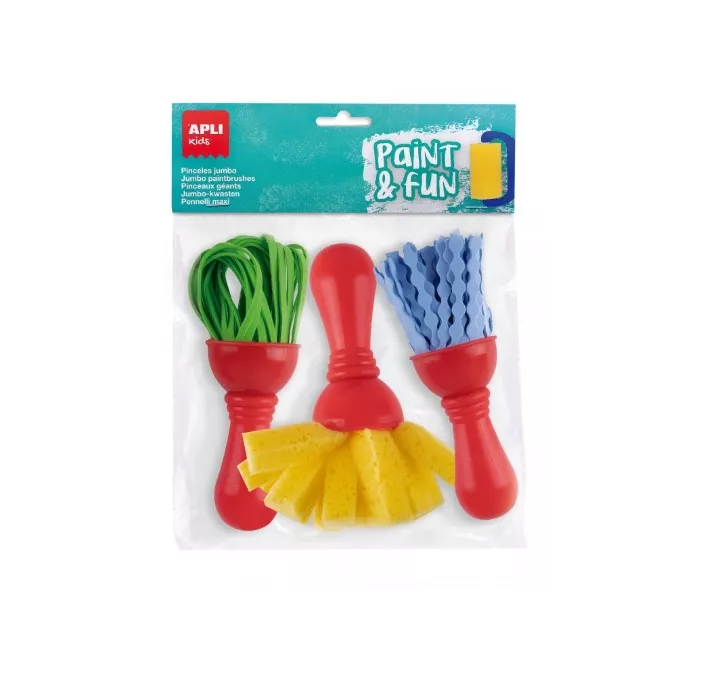 PINCELES MAXI GOMA EVA Y ESPONJA 3U APLI 19414