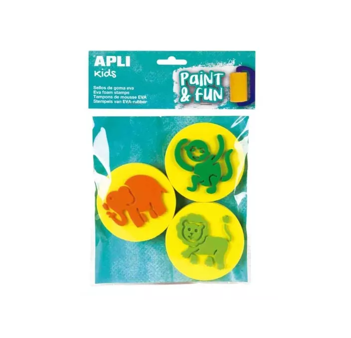 SELLOS DE GOMA EVA ANIMALES 3U APLI 15136