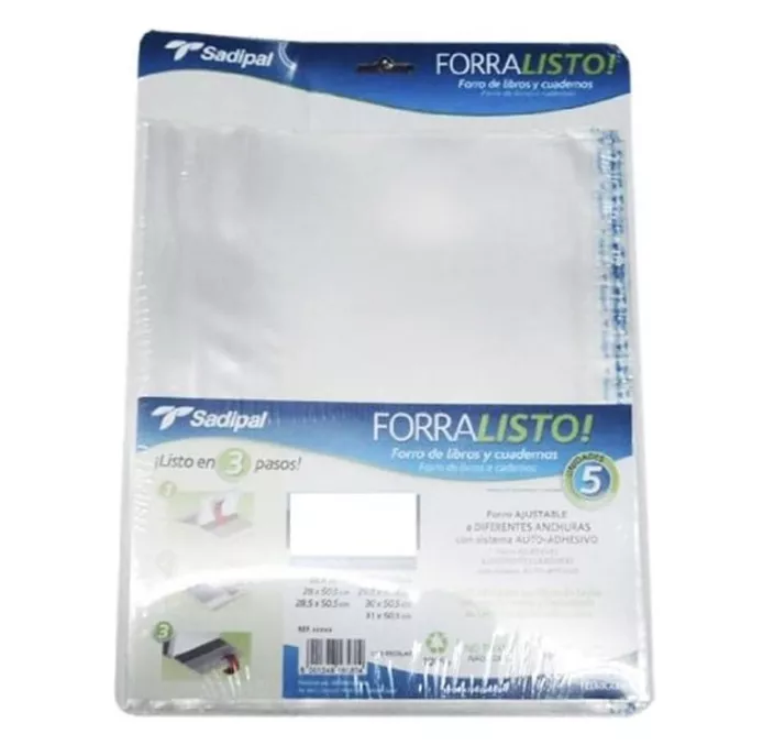 FORRO LIBRO AJUSTABLE 28X52 BLISTER 5U. FORRALISTO SADIPA S1820001