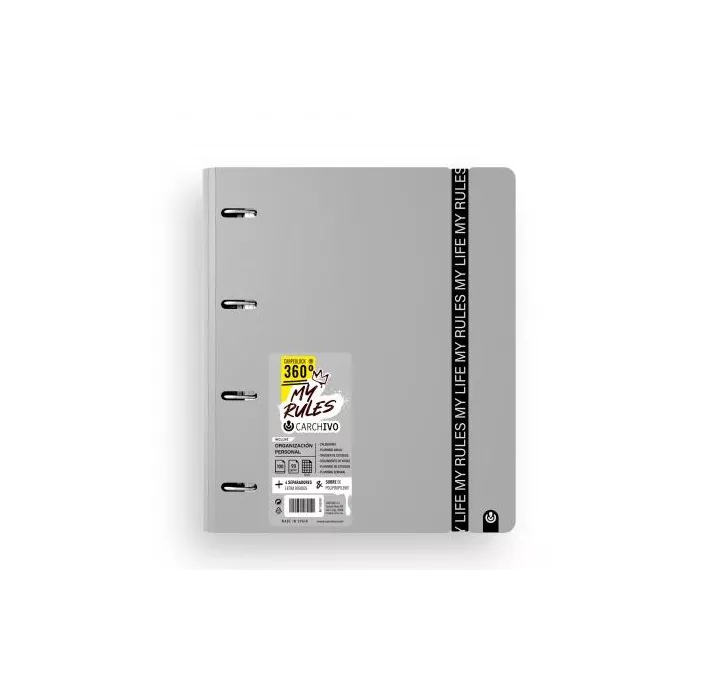 CARPEBLOCK PP FOAM 4ANILLAS C/RECAMBIO 100H 5X5 GRIS CARCHIVO 12477475