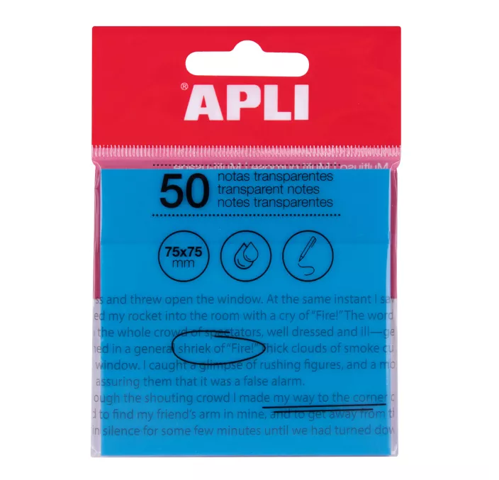 NOTA ADHESIVA TRANSLUCIDA 75X75 50H AZUL APLI 19571