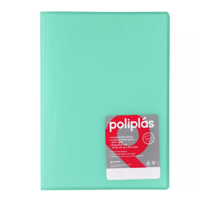 CARPETA 50 FUNDAS Fº VERDE MENTA POLIPLAS GRAFOPLAS 01461226