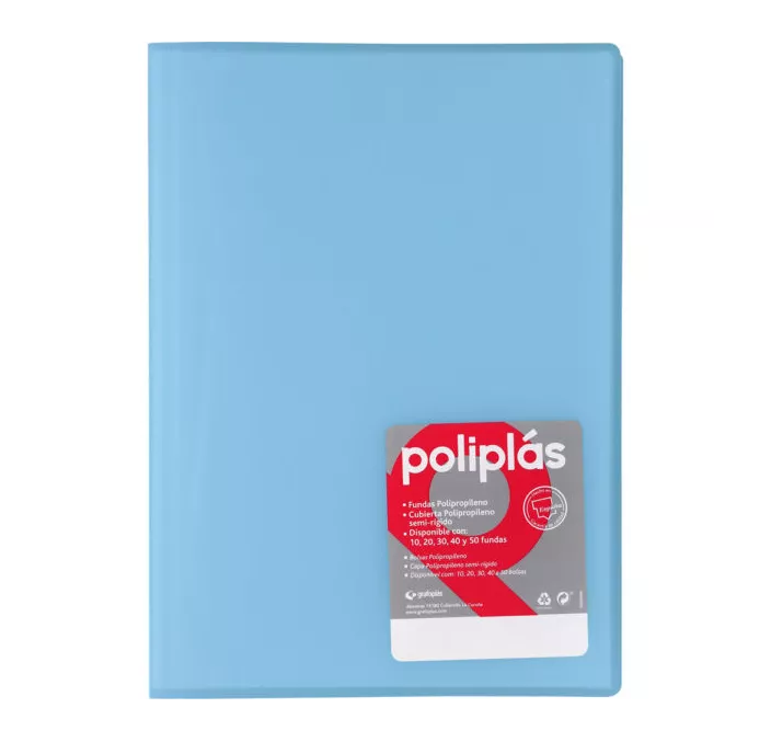 CARPETA 50 FUNDAS Fº AZUL CLARO POLIPLAS GRAFOPLAS 01461291