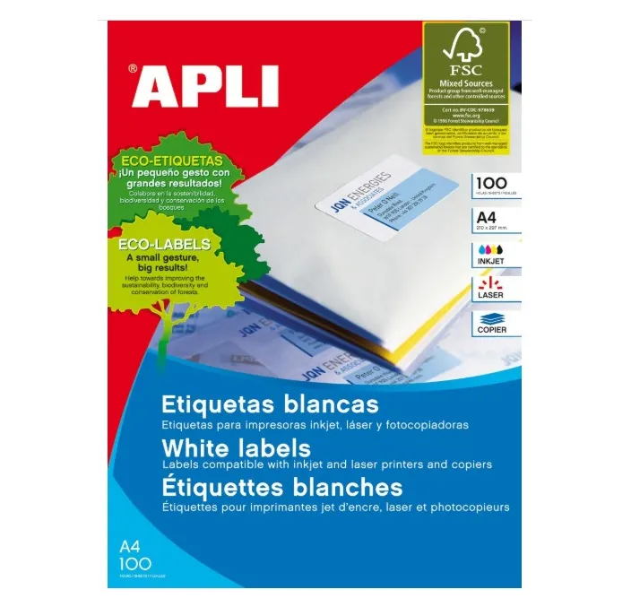 ETIQUETA POLIV. A4 100H 105MMX48MM 1200U C/R/B APLI 01289