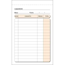 TALONARIO CAMARERO BOLSILLO 90X138MM 50H ORIGINAL+COPIA LOAN T-140