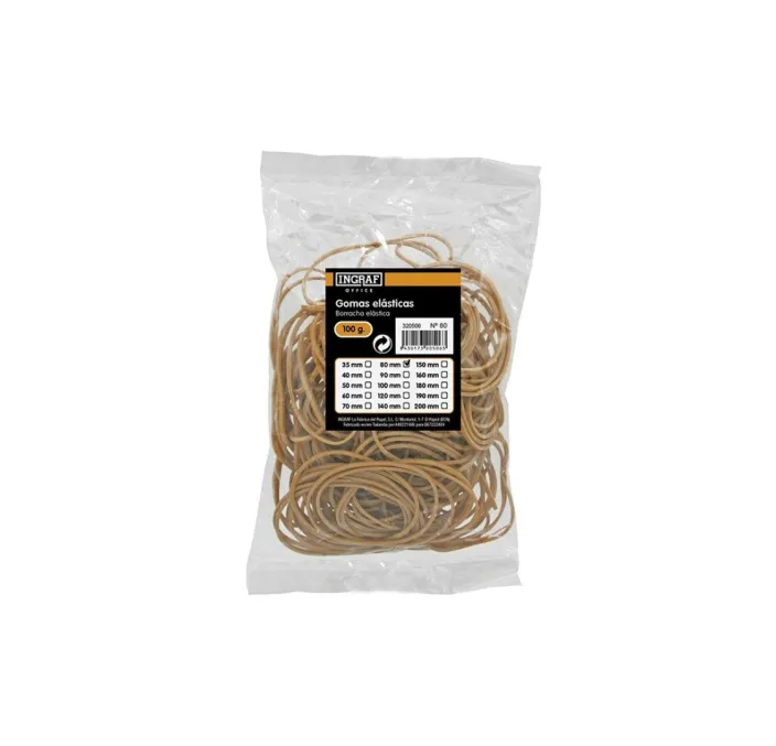 GOMA ELASTICA 180MM 100GR BOLSA ESTRECHA OFFICE CLUB 320515
