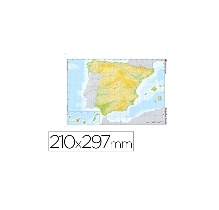MAPA MUDO A4 ESPAÑA FISICO COLOR EDITORIAL TEIDE